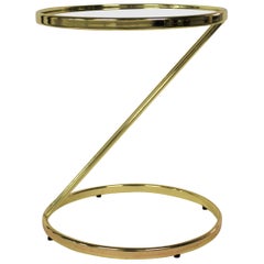 Vintage Brass Z-Shaped Side Table, 1970s