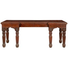 Regency Mahogany Breakfront Hall Table or Serving Table