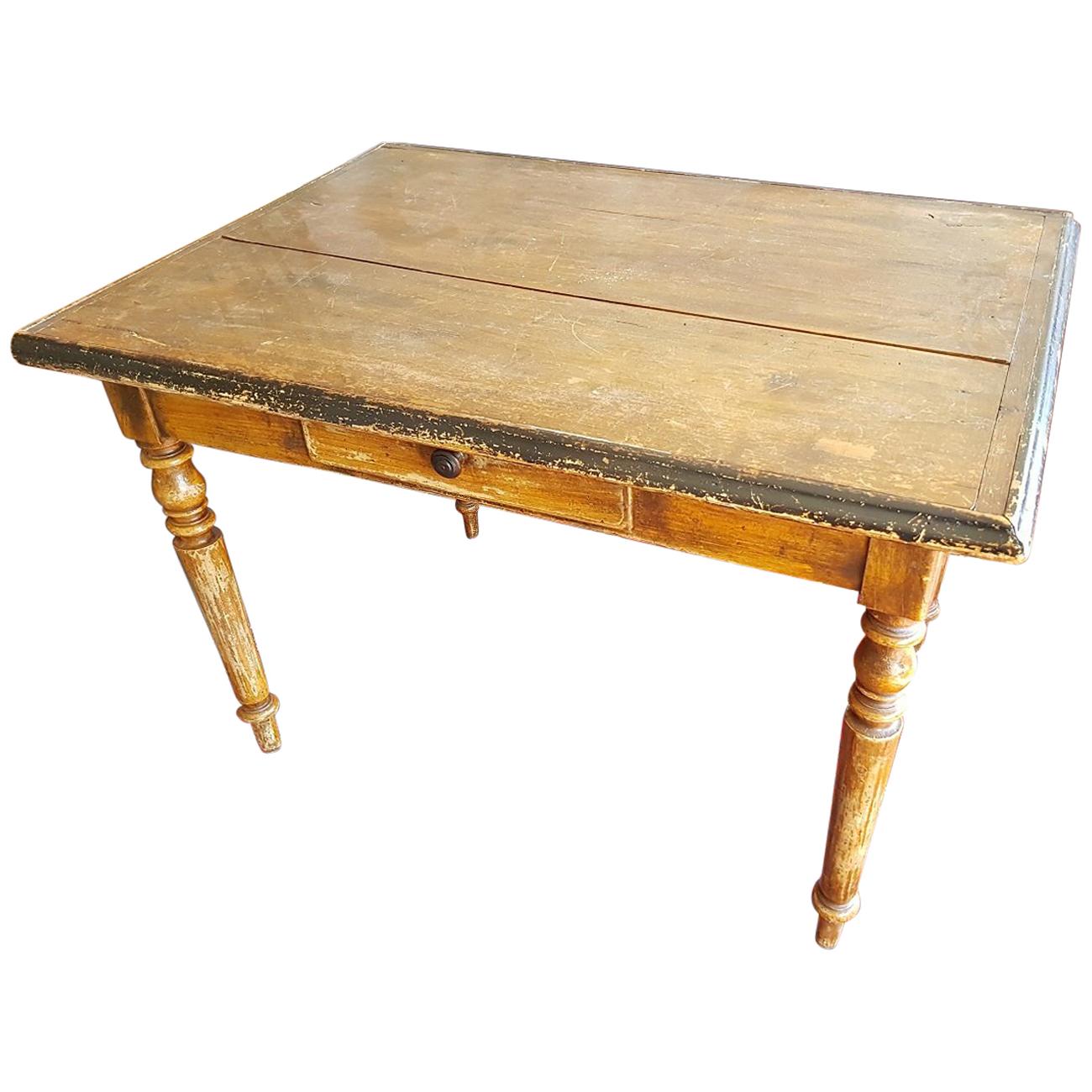 Late 19th Century French Pine Wood Farmers Table