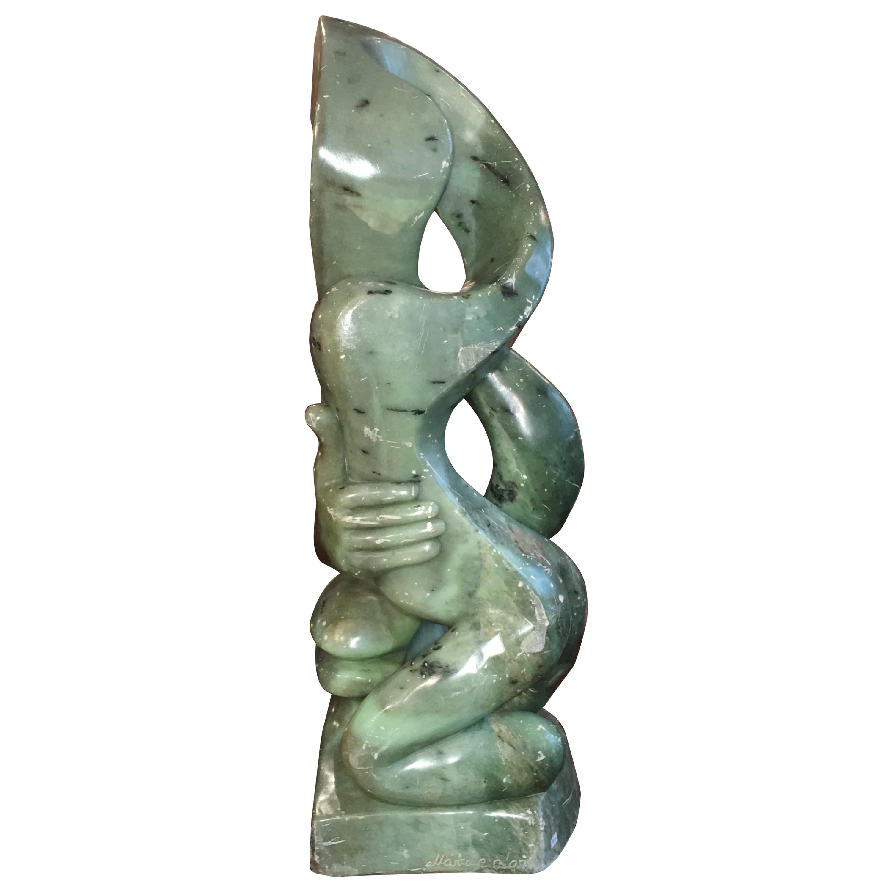 Green Marble Sculpture by Mario C G For Sale