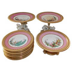 englisches Royal Worcester 11-teiliges handbemaltes Dessertservice aus dem 19