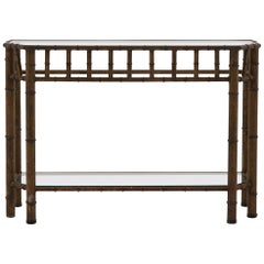 Faux Bamboo Iron Frame Console Table