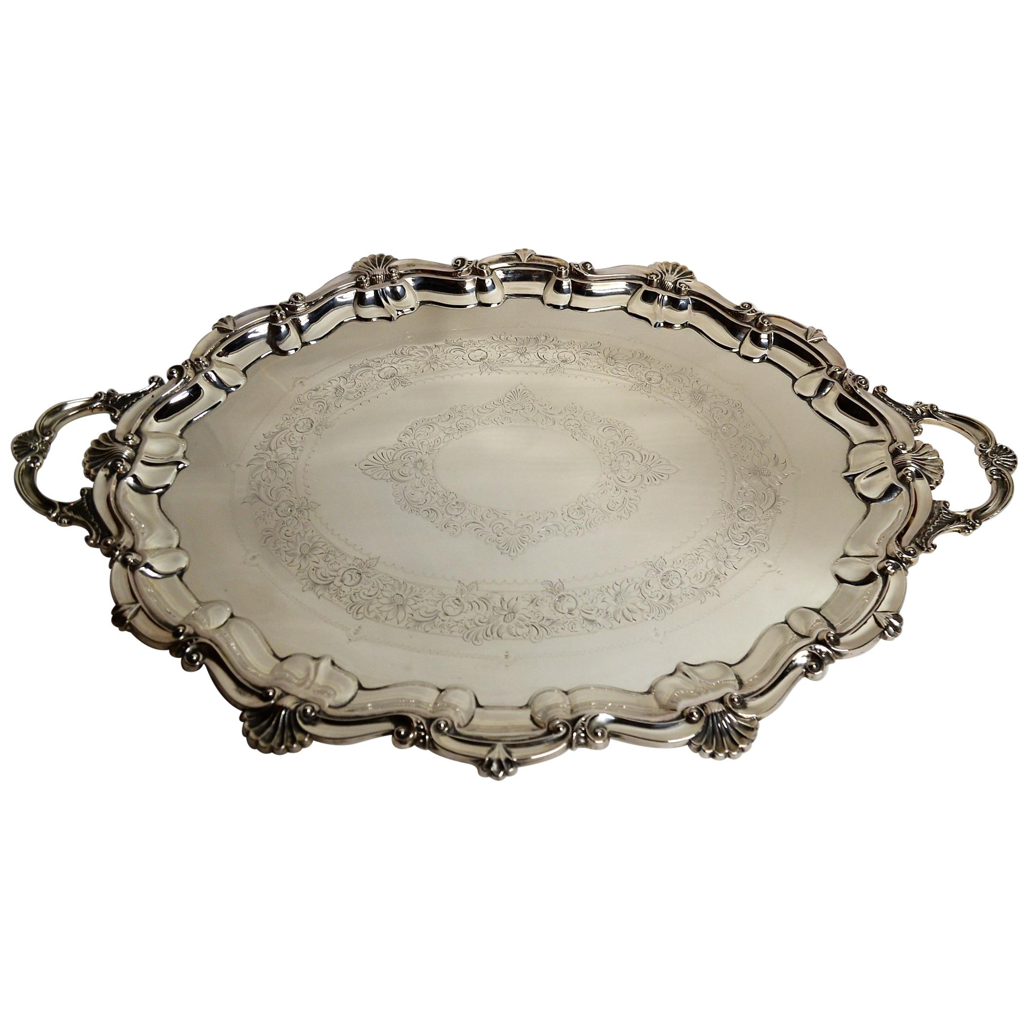 Antique English Sheffield Plate Serving Tray