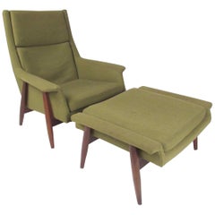Milo Baughman Upholstered Lounge Chair with Ottoman