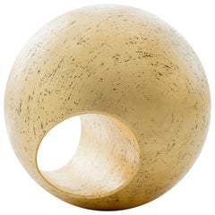 24"R Gold Leaf Sculptural Wood Sphere by May Furniture