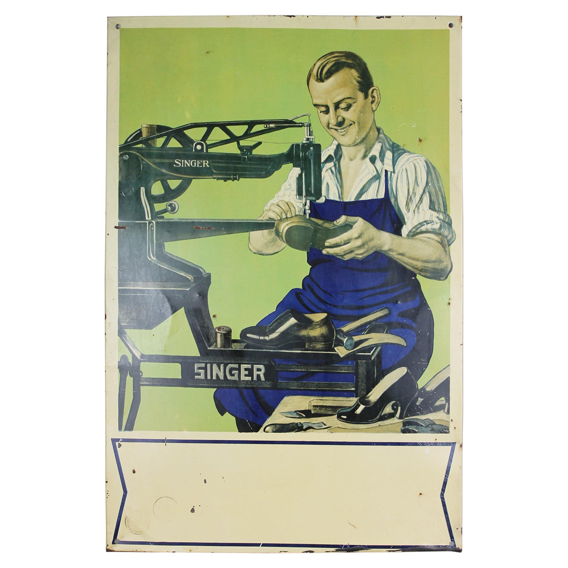 Shoemaker's Singer Machines Vintage Advertising Sign