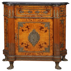Vintage Italian Neoclassical Burl Walnut, Gilt Castings and Marble Credenza