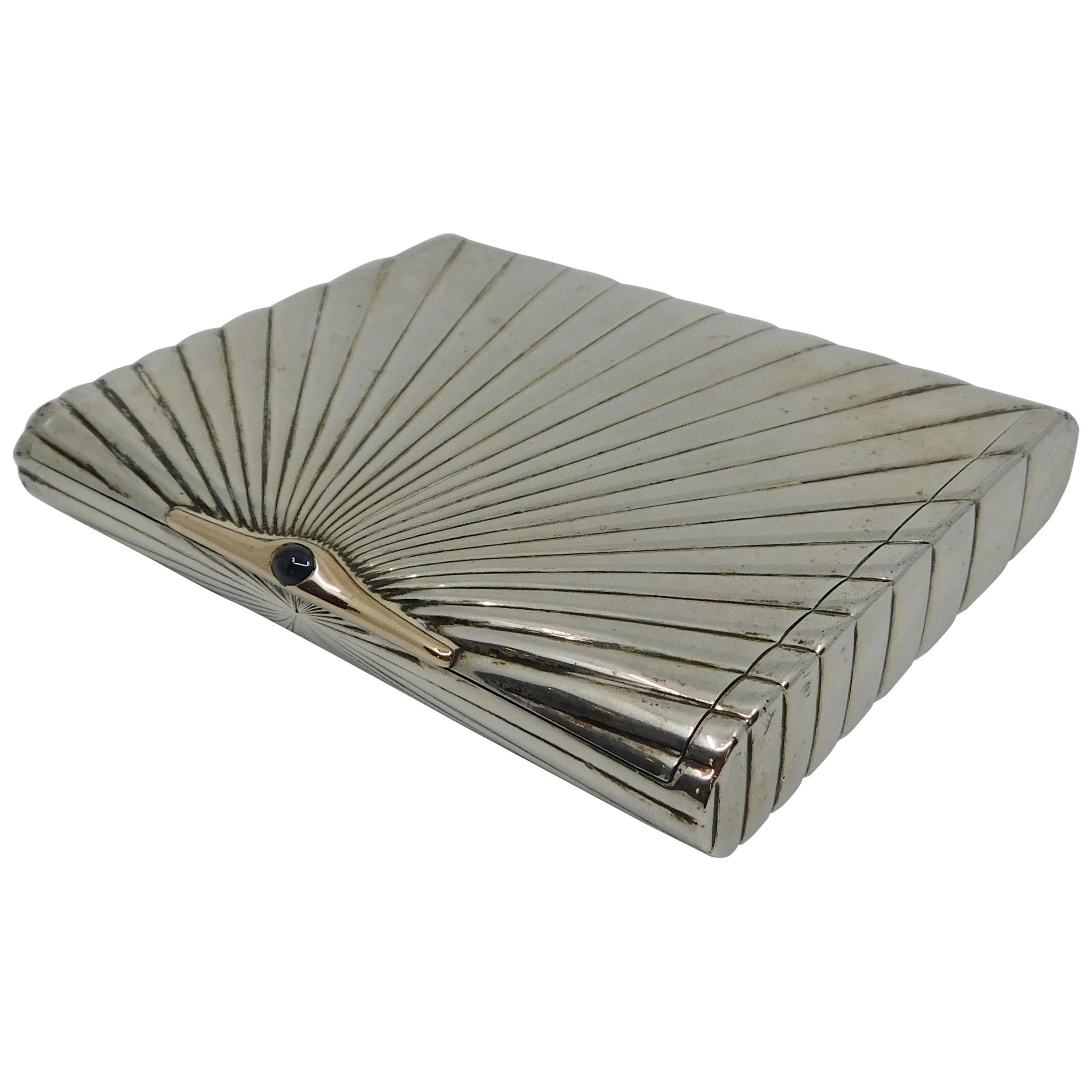 Silver Gold and Sapphire Art Deco Cigarette or Card Case