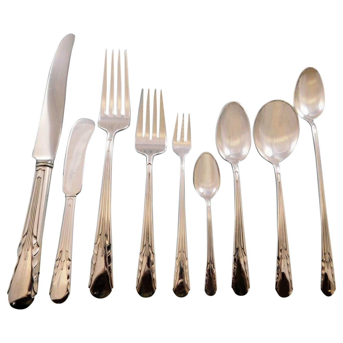 Orchid by International Sterling Silver Flatware Set for 8 Service 76 Pcs Dinner