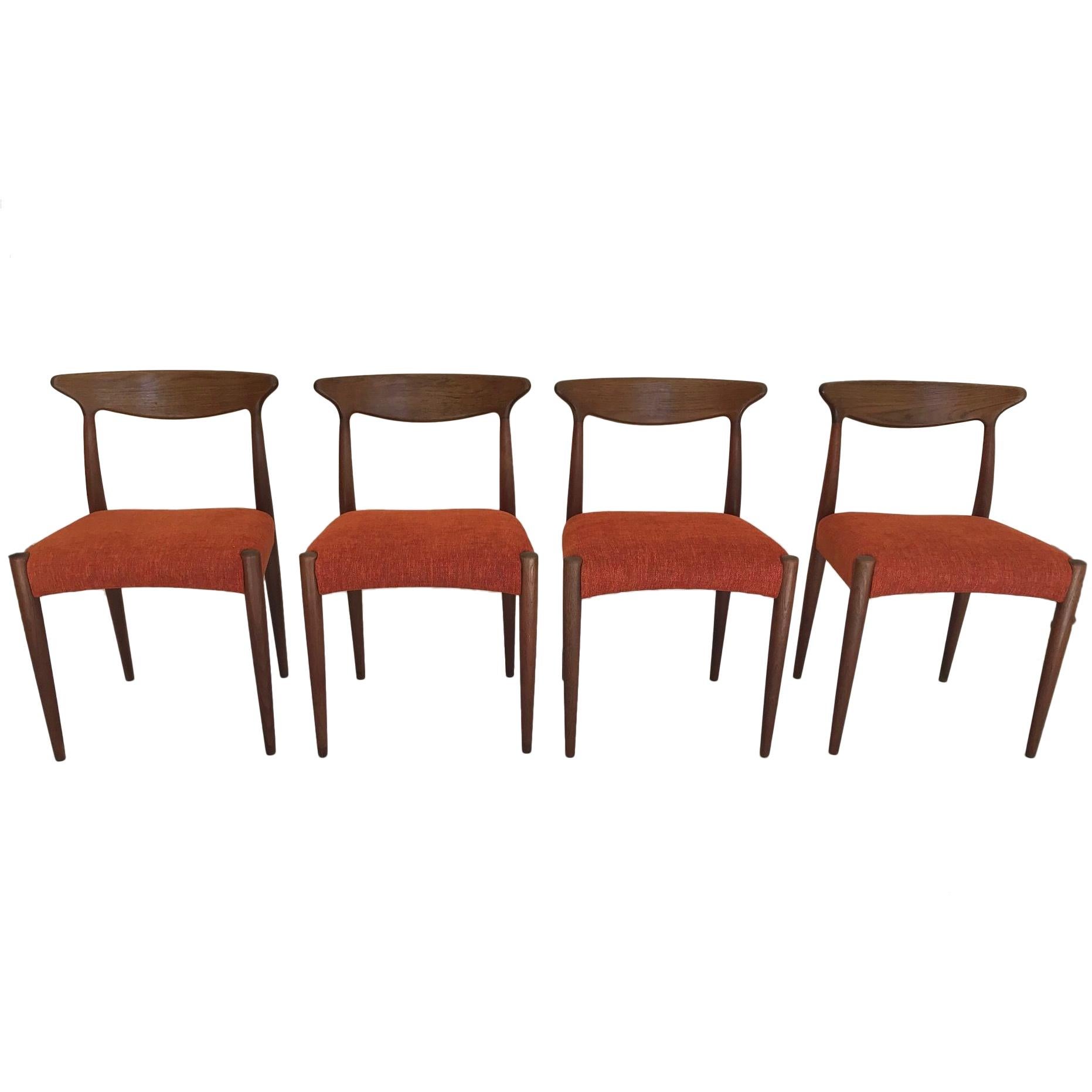 Set of Four Teak Dining Chairs by Arne Hovmand Olsen for Mogens Kold For Sale