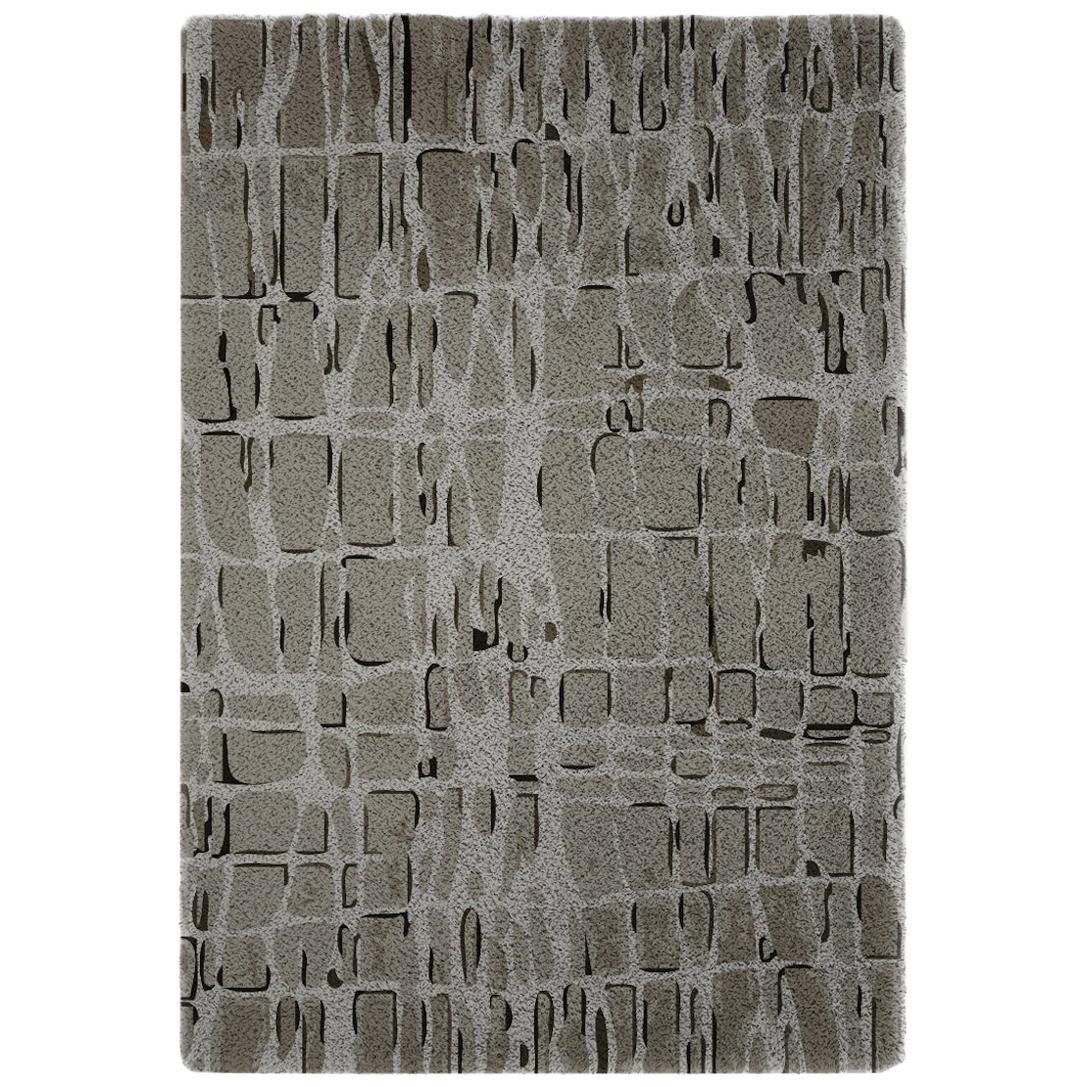 Byscaine Hand-Knotted Natural Wool Rug in Gray Gradient For Sale