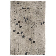 Hand-Knotted Dyed Wool Poppy  Rug in Sand with Floral Pattern by BRABBU