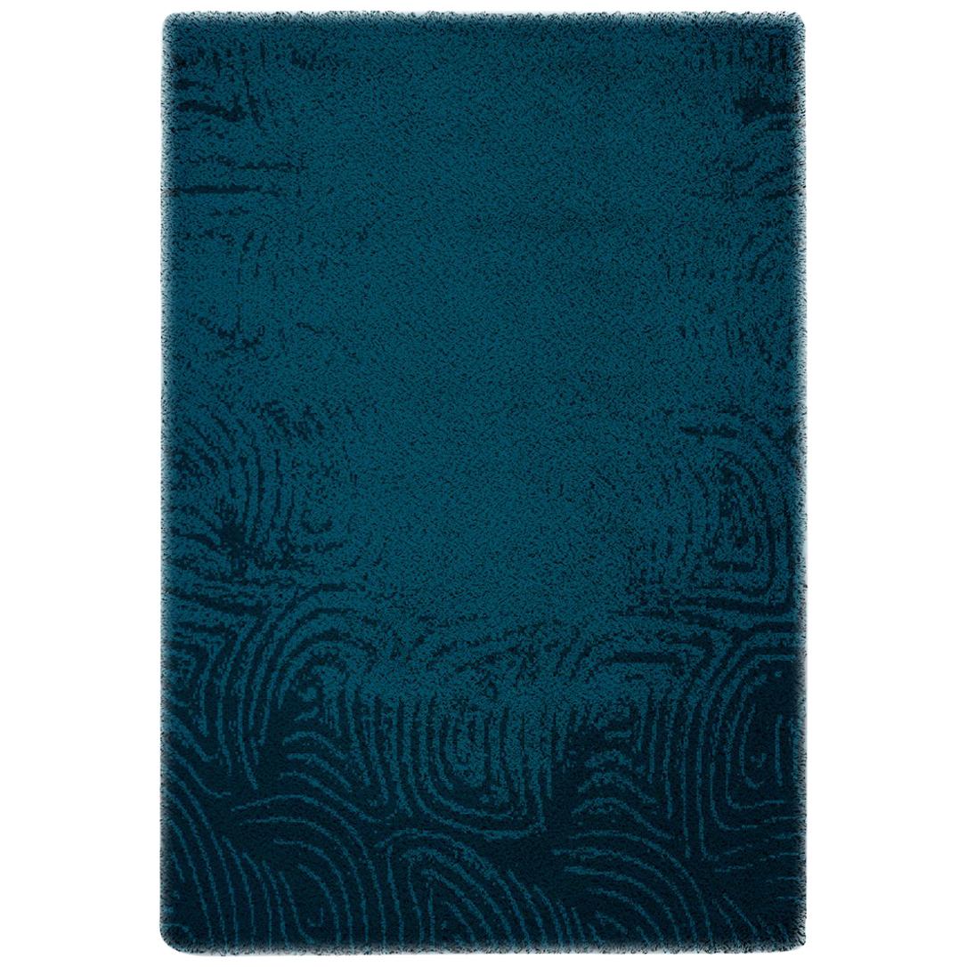 Surma Hand-Knotted Dyed Wool Rug in Midnight Blue For Sale