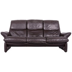 Used Musterring Designer Leather Sofa Brown Three-Seat Couch