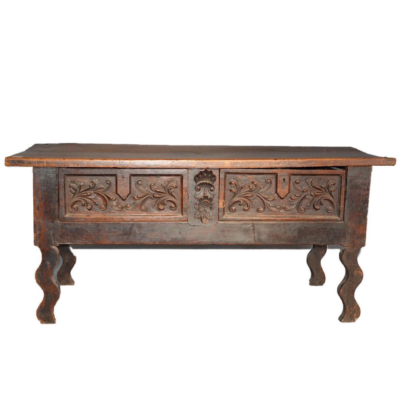 Florentine Renaissance Table in Italian Dark Walnut, 16th Century im Angebot