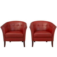 Pair of 1970s Leather Club Armchairs