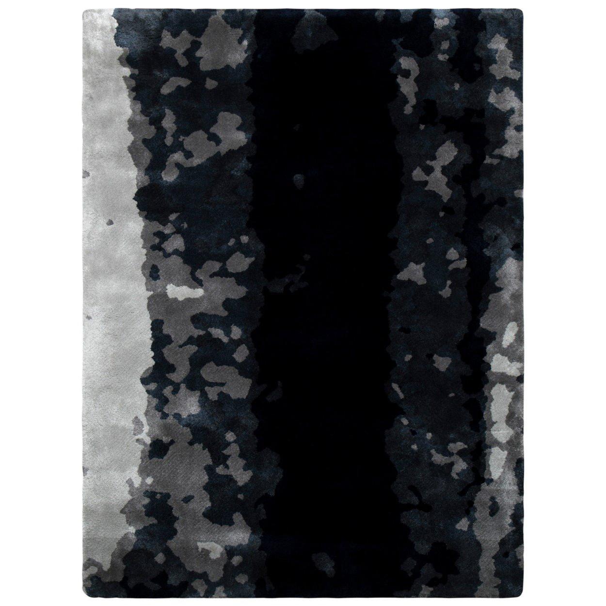 Baltic Hand-Tufted Dyed Wool Rug in Blue Gradient For Sale