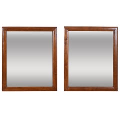 Pair of Italian Neoclassical Period Solid Walnut Mirrors
