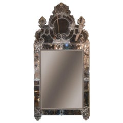 19th Century Etched Venetian Glass Mirror