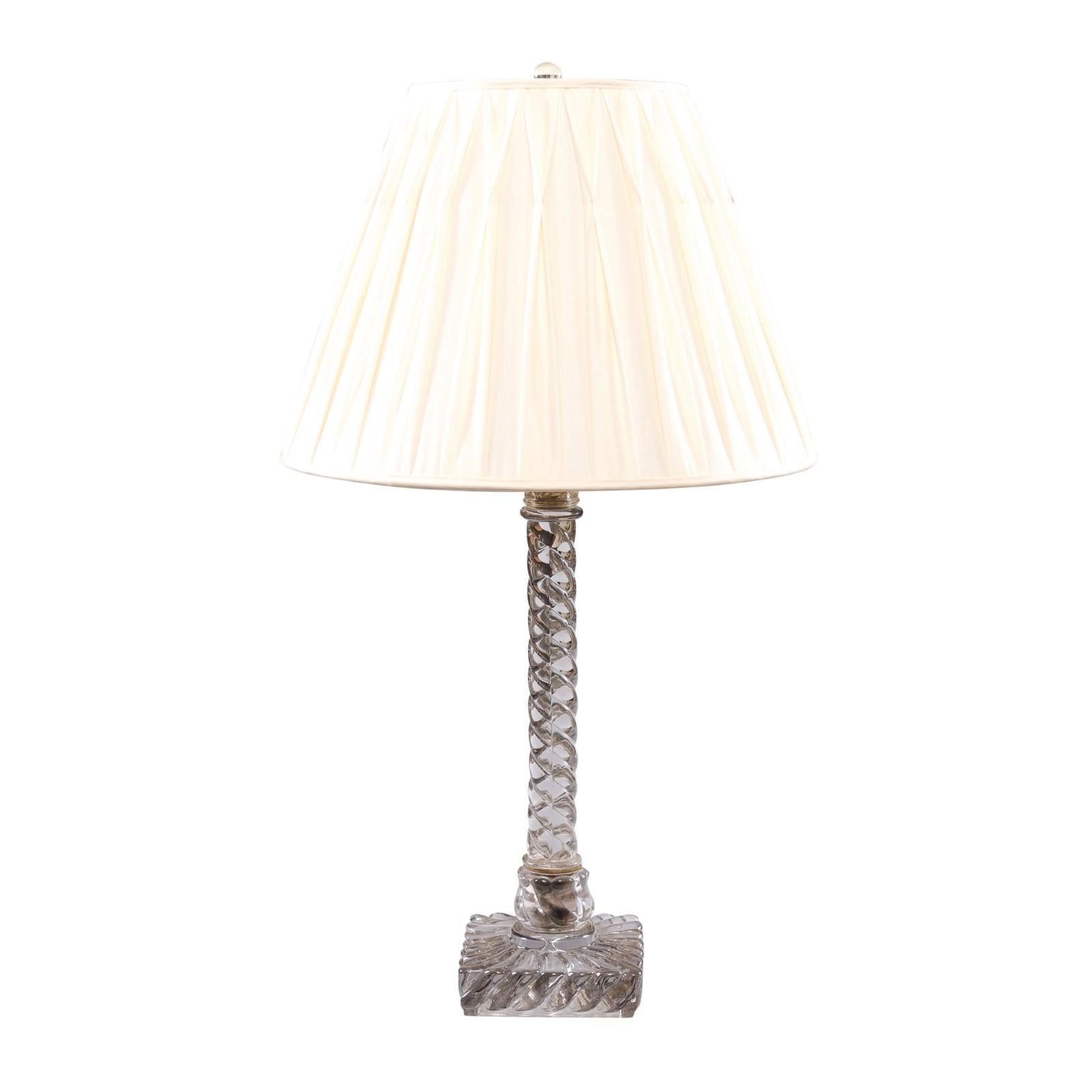 French Baccarat Crystal Twisted Column Lamp, circa 1900