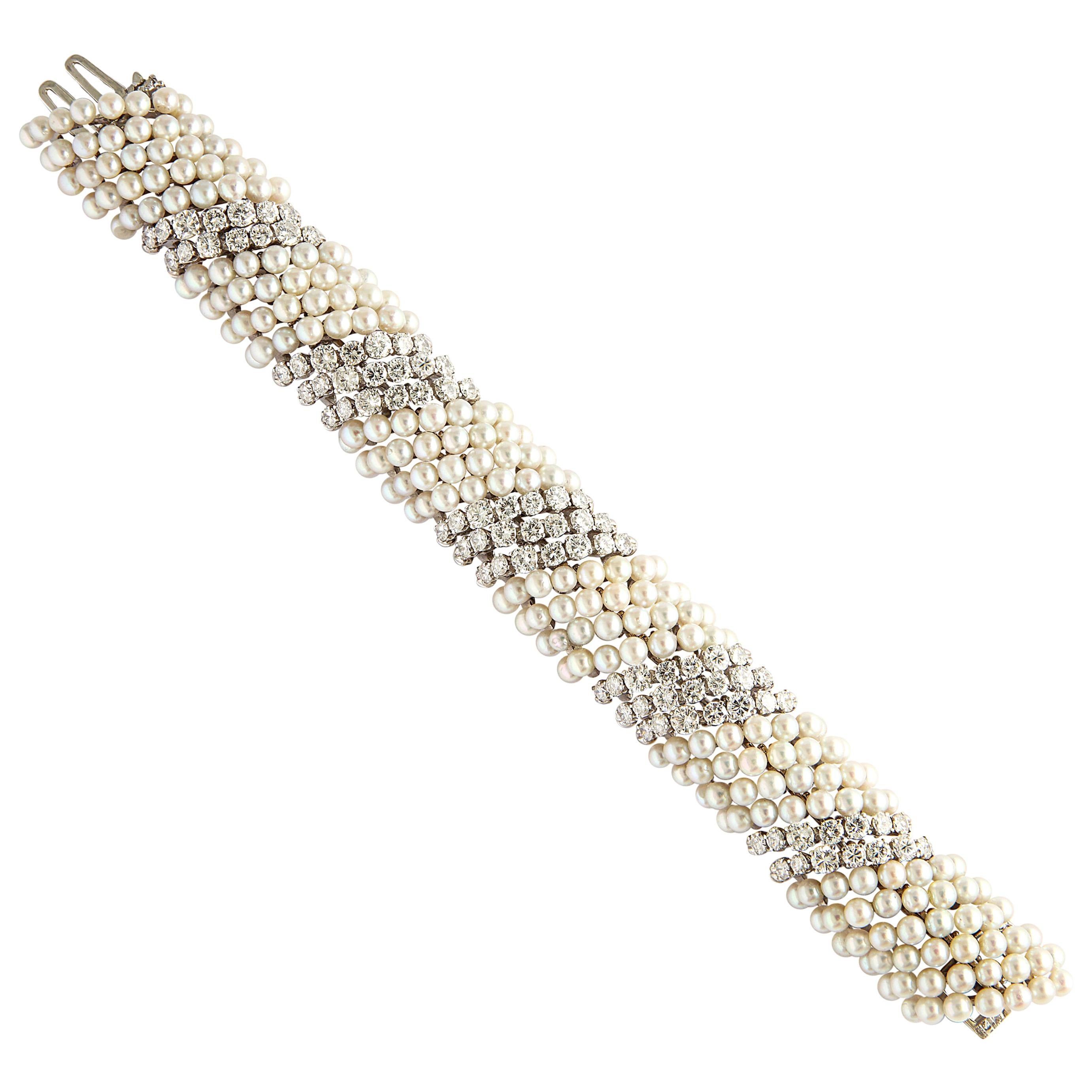 David Webb Bracelet de perles et diamants