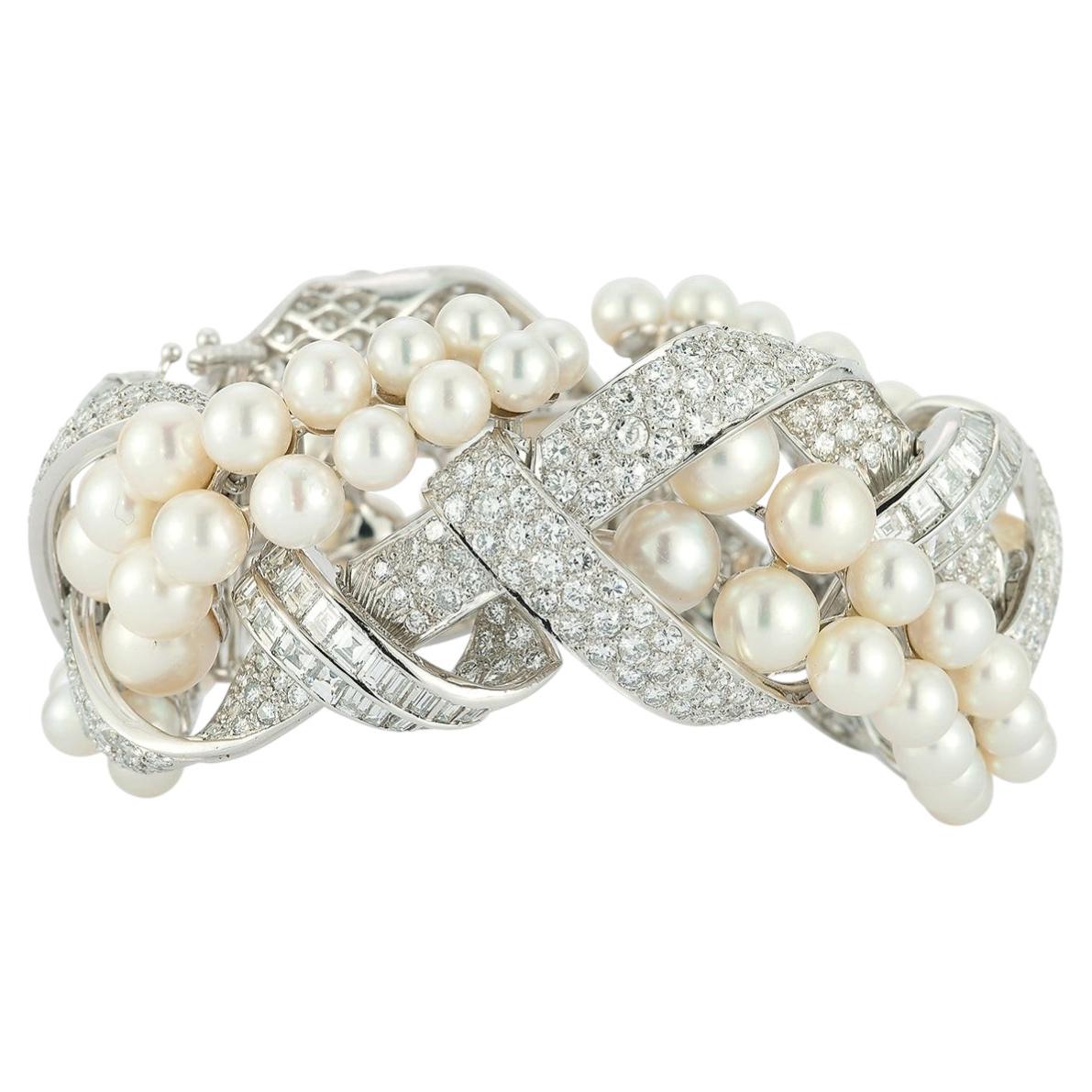 David Webb Perlen- und Diamantarmband