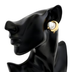 David Webb Pearl and Diamond Earrings in 18 Karat Gold and Platinum
