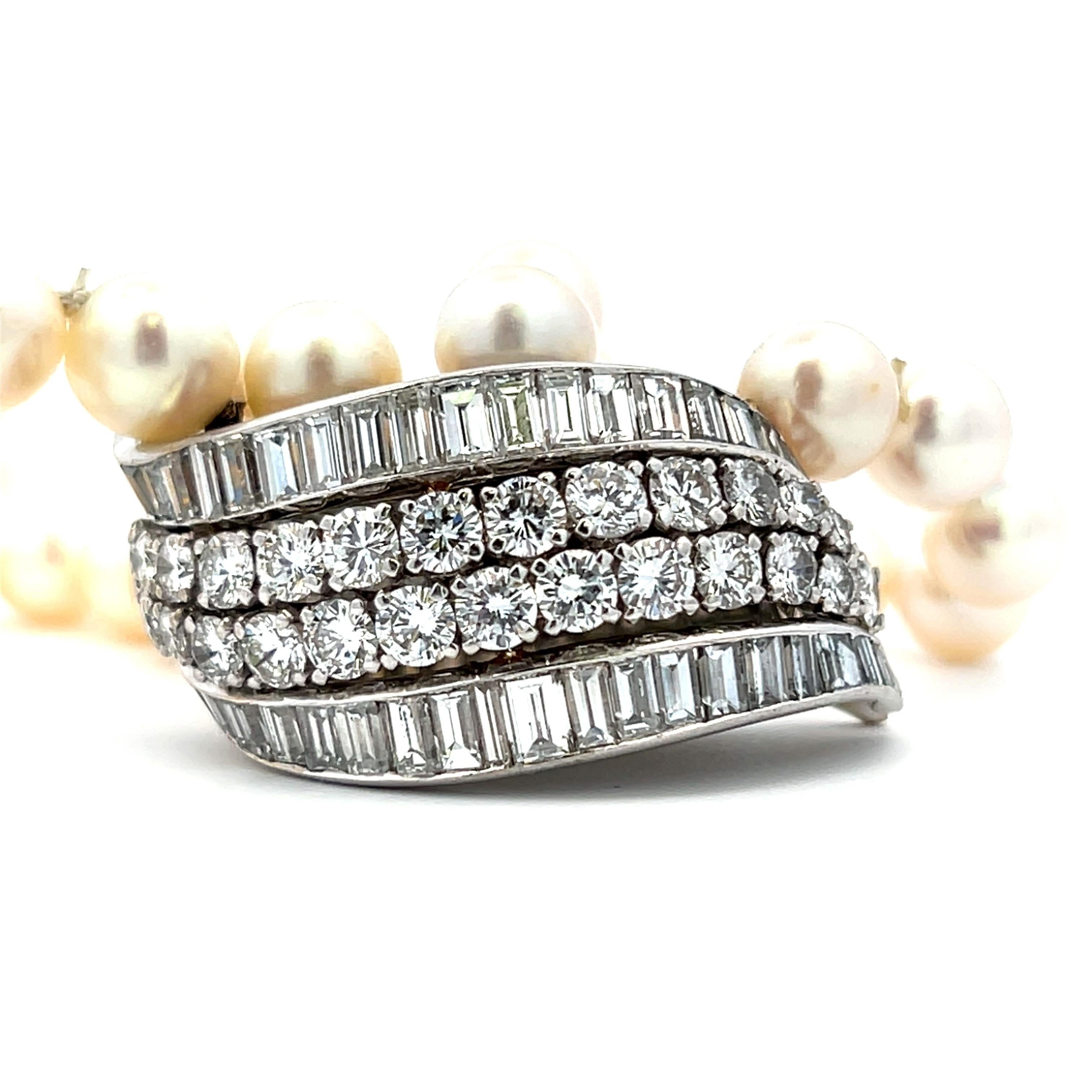 David Webb Pearl Diamond and Platinum Bracelet 1950s 1