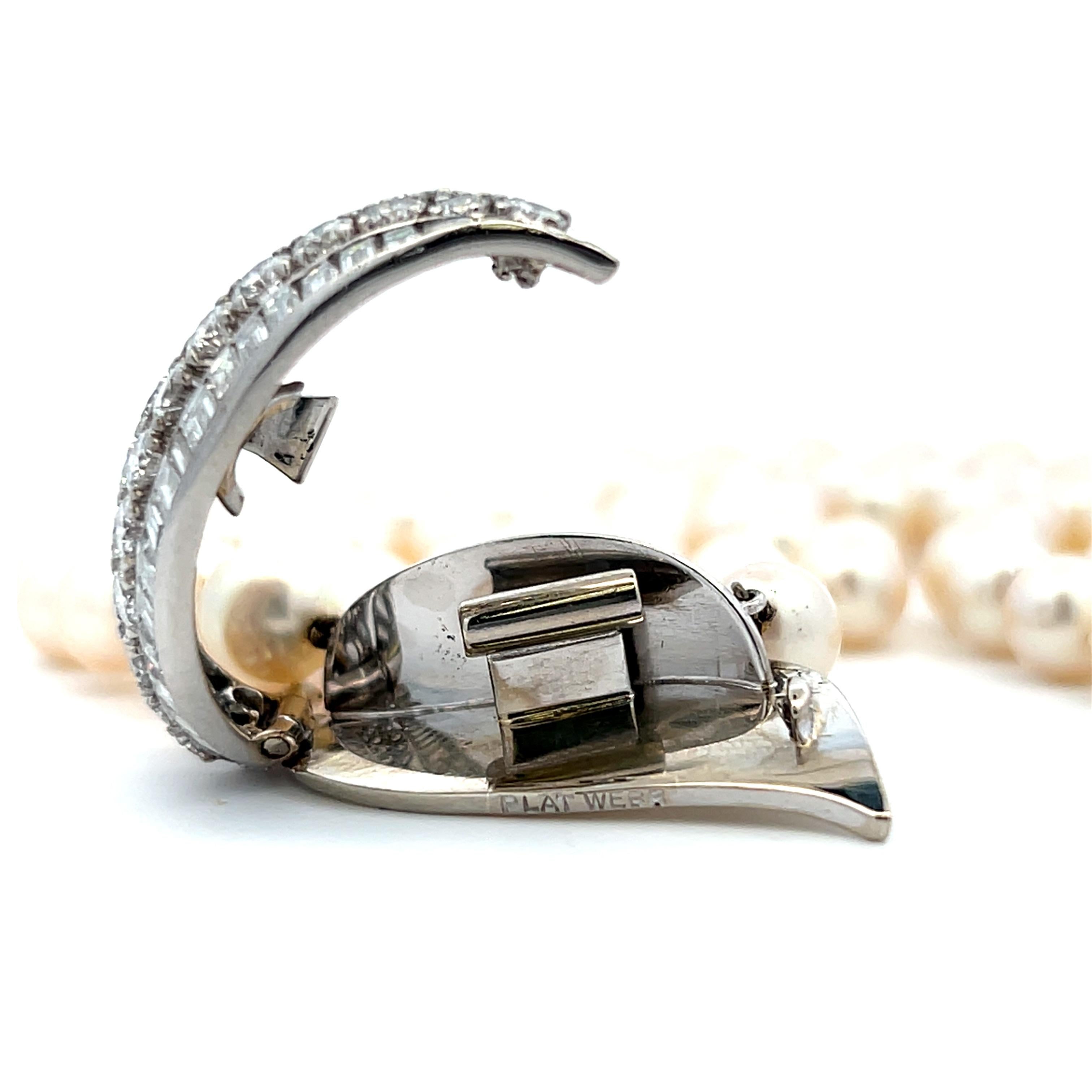 David Webb Pearl Diamond and Platinum Bracelet 1950s 4