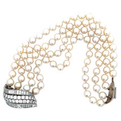 David Webb Pearl Diamond and Platinum Bracelet 1950s