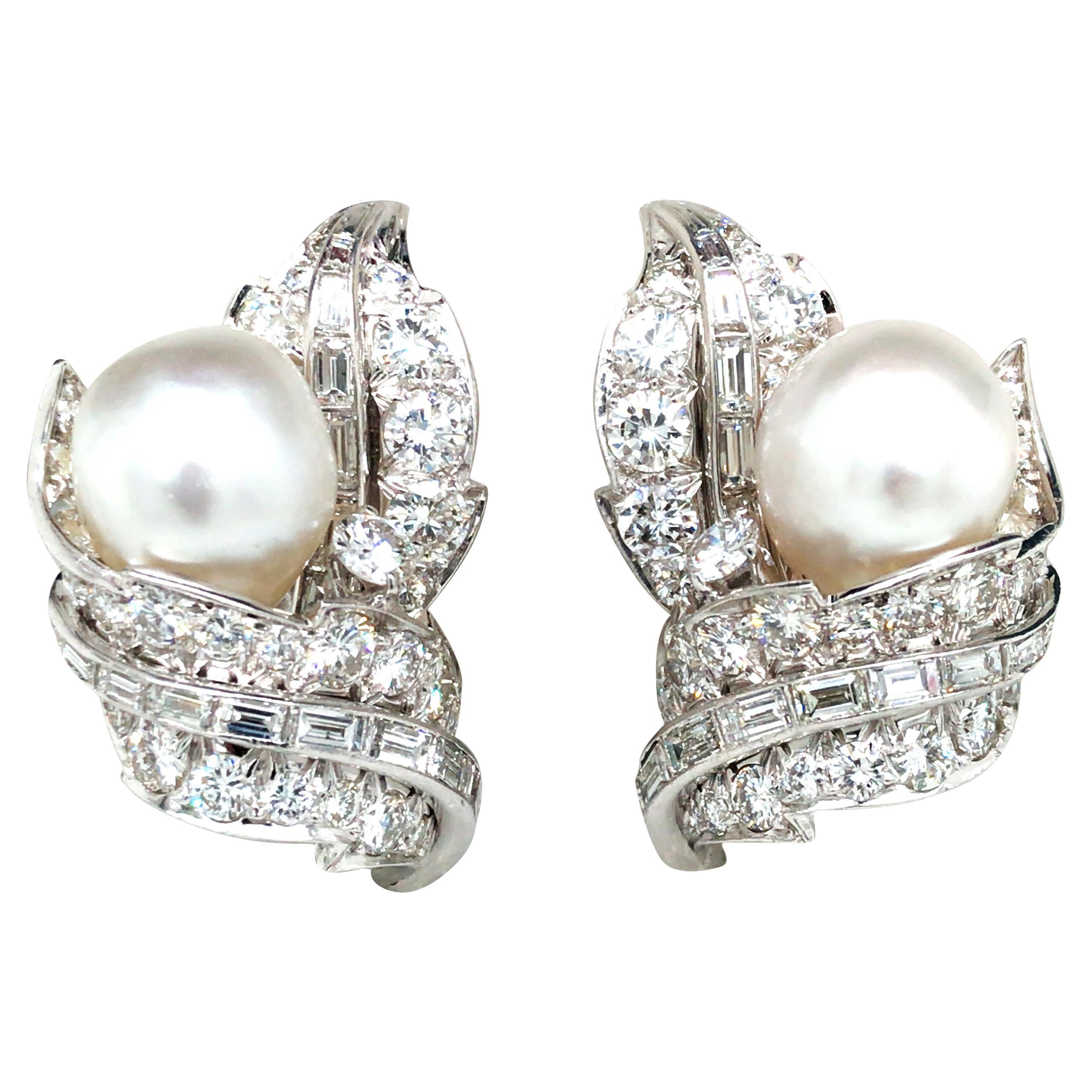 David Webb, Pearl Diamond Earrings, Certificate