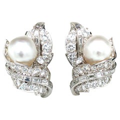 David Webb, Pearl Diamond Earrings, Certificate