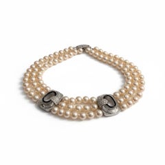 Collar de David Webb con perlas, diamantes, ónix y cristal de roca