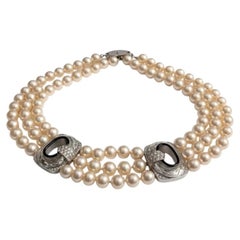 Collana con perle, diamanti, onice e cristallo di rocca di David Webb