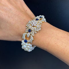 Pulsera de David Webb con perlas, zafiros y diamantes