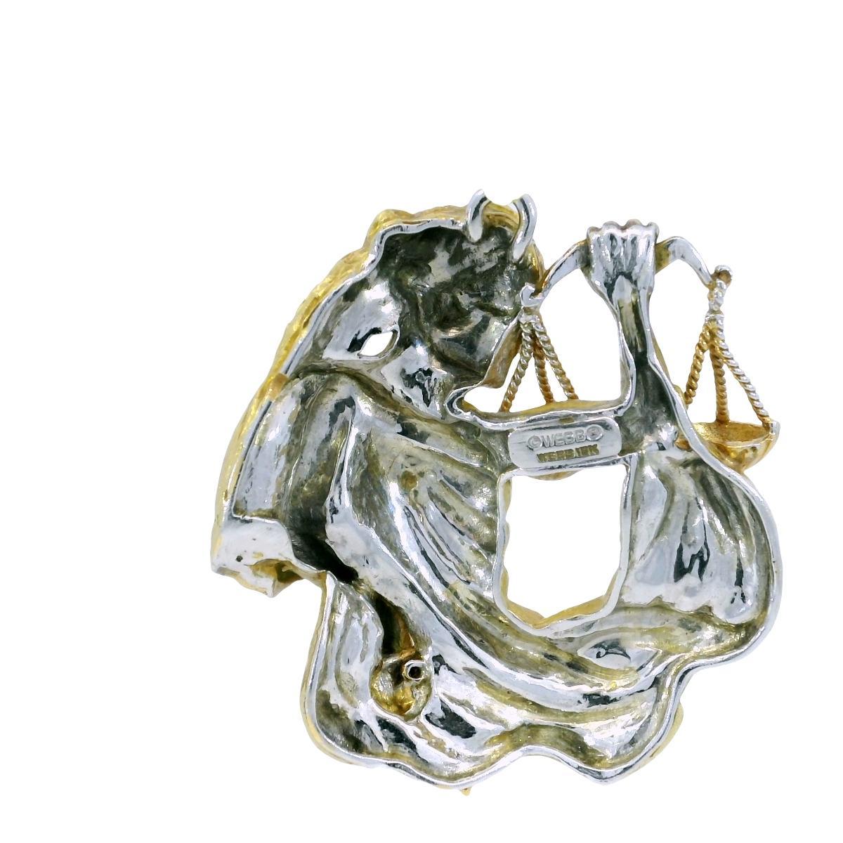 David Webb Anhänger 18K 'Lady Justice' Gelb- und Weißgold (Moderne) im Angebot