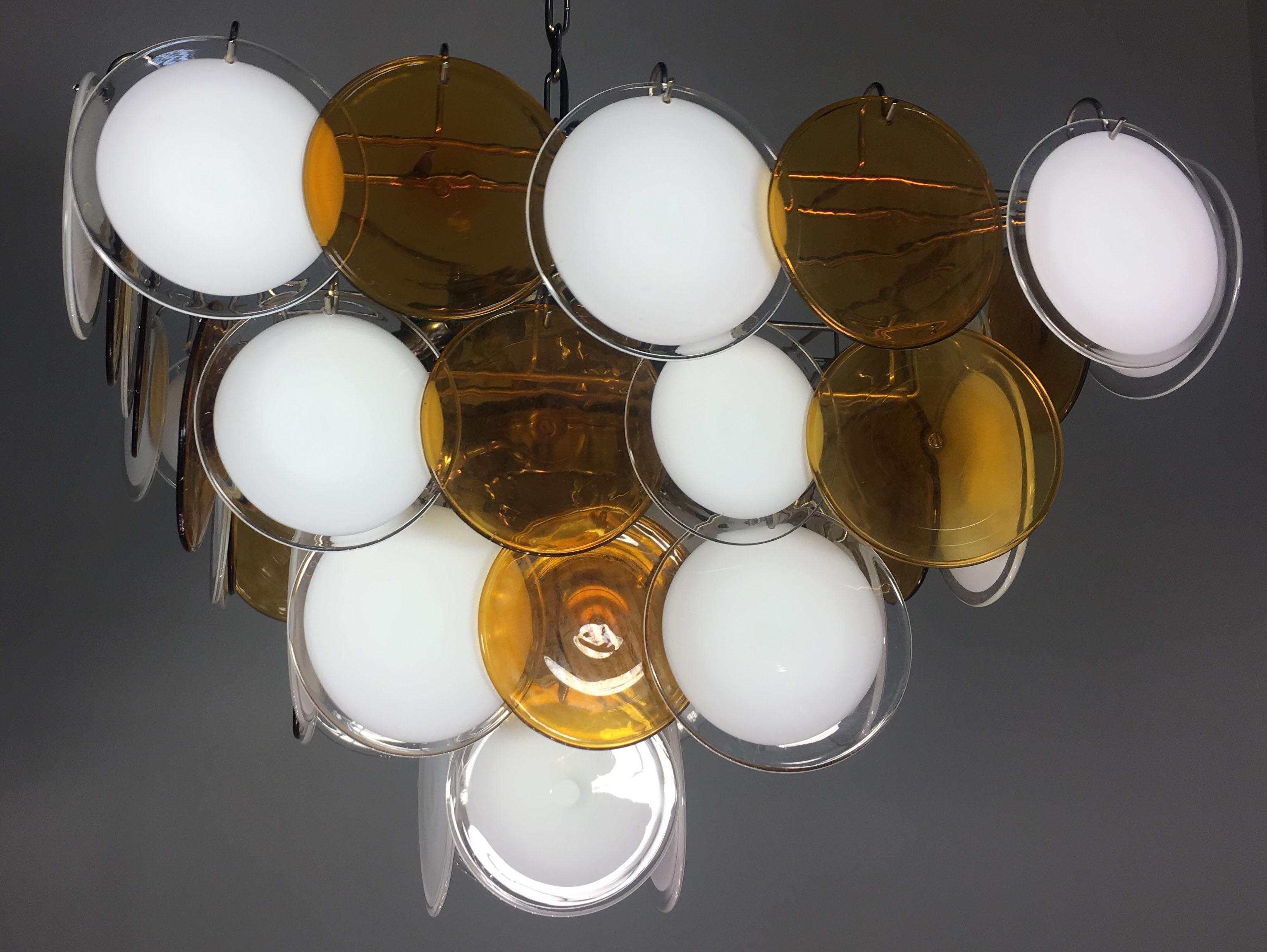 Italian Disc Chandelier by Vistosi, Murano, 1970s 6