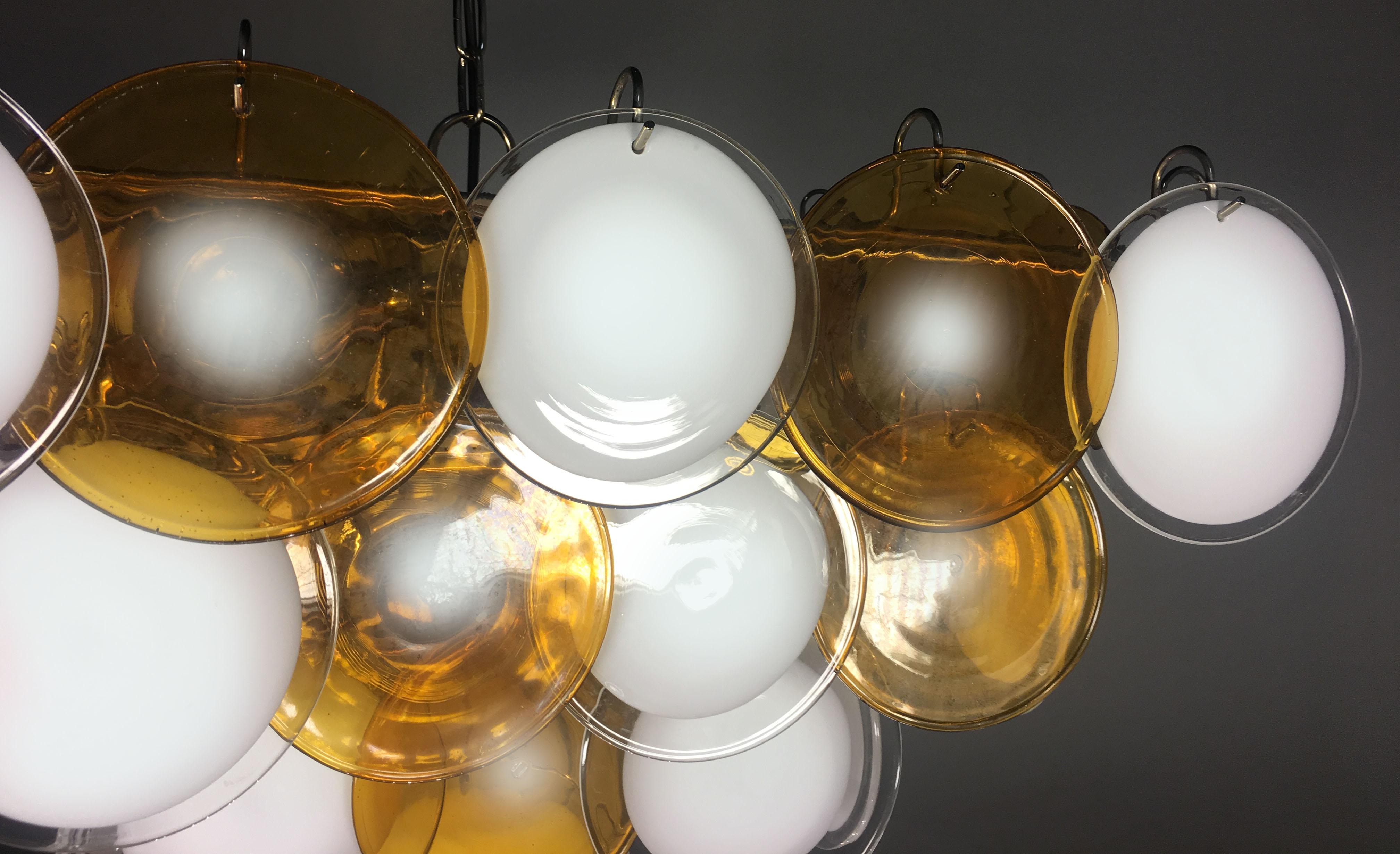 Italian Disc Chandelier by Vistosi, Murano, 1970s 7