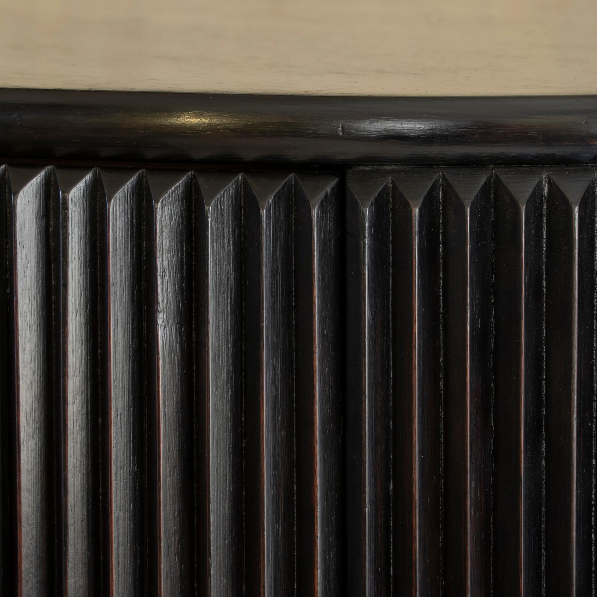 Osvaldo Borsani Dark Mahogany Tall Cabinet/Dry Bar, Brass Details, Italy, 1950s 12