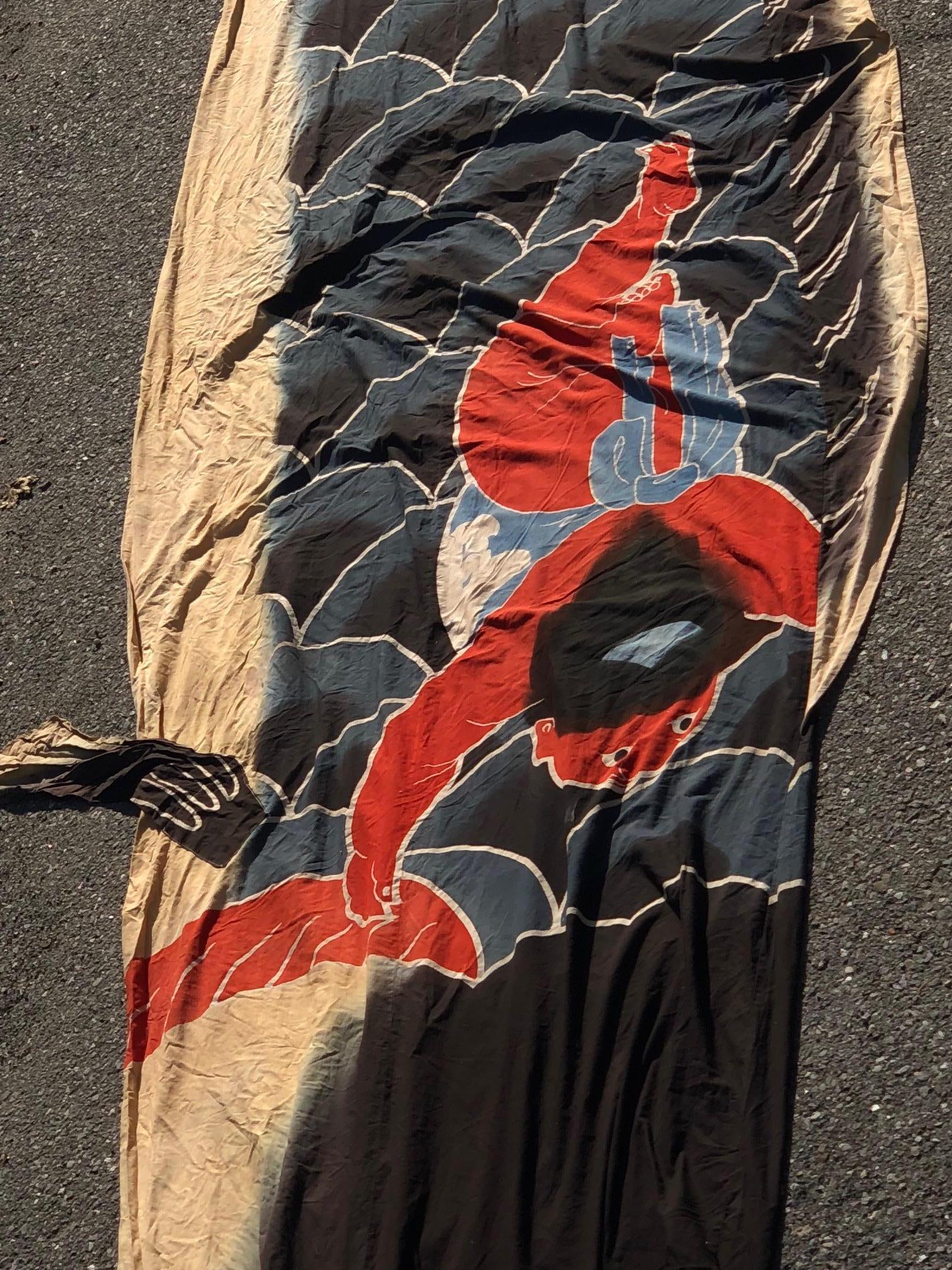 Japanese Gigantic 26 Foot Old Children's Day Koi Flag, Hand-Painted 10