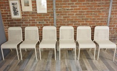 Set of Six Warm White Resin French Design Chairs