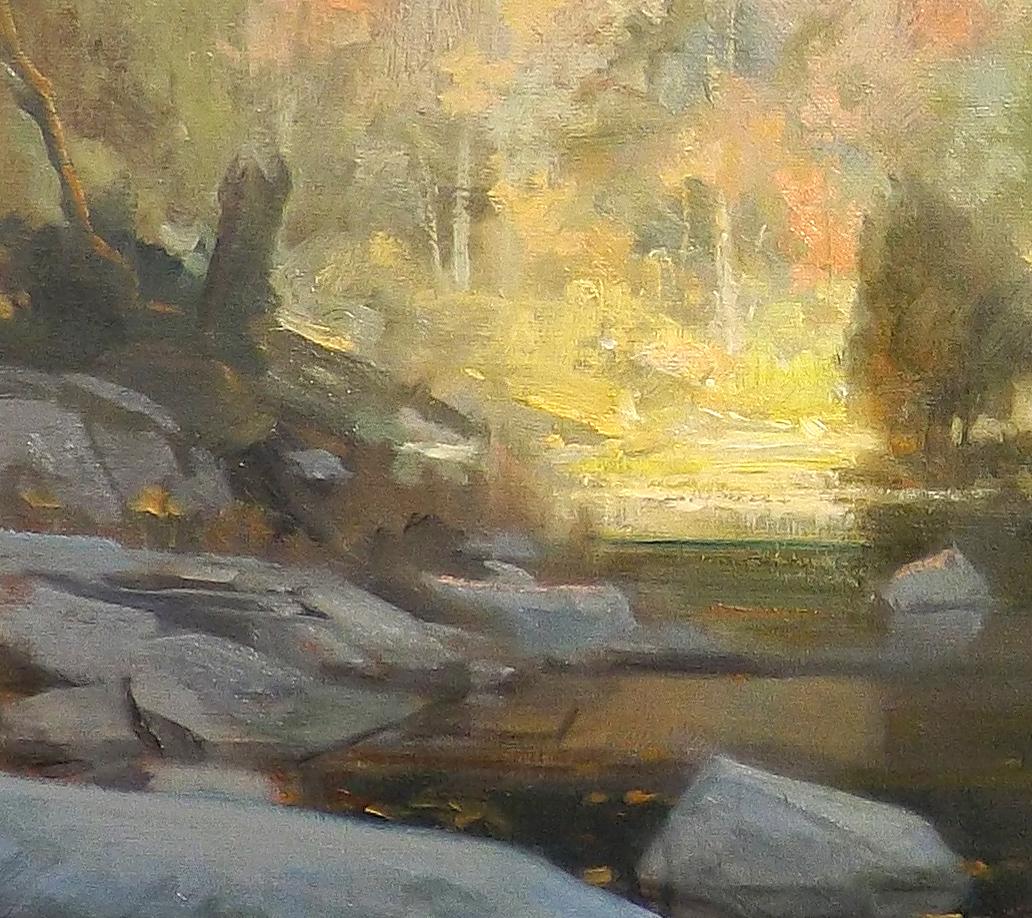 Thomas Buechner Oil Painting on Canvas of a Stream in the Woods In Excellent Condition In Charlevoix, MI