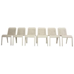 Set of Six Warm White Resin French Design Chairs