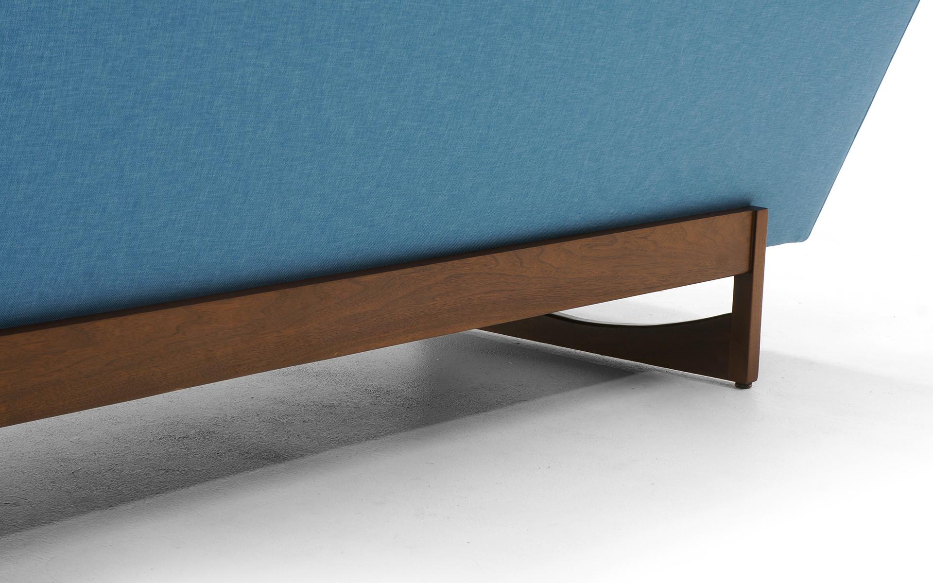 Four-Seat Sofa Possibly Danish Modern or Adrian Pearsall, Beautiful Blue Fabric 3