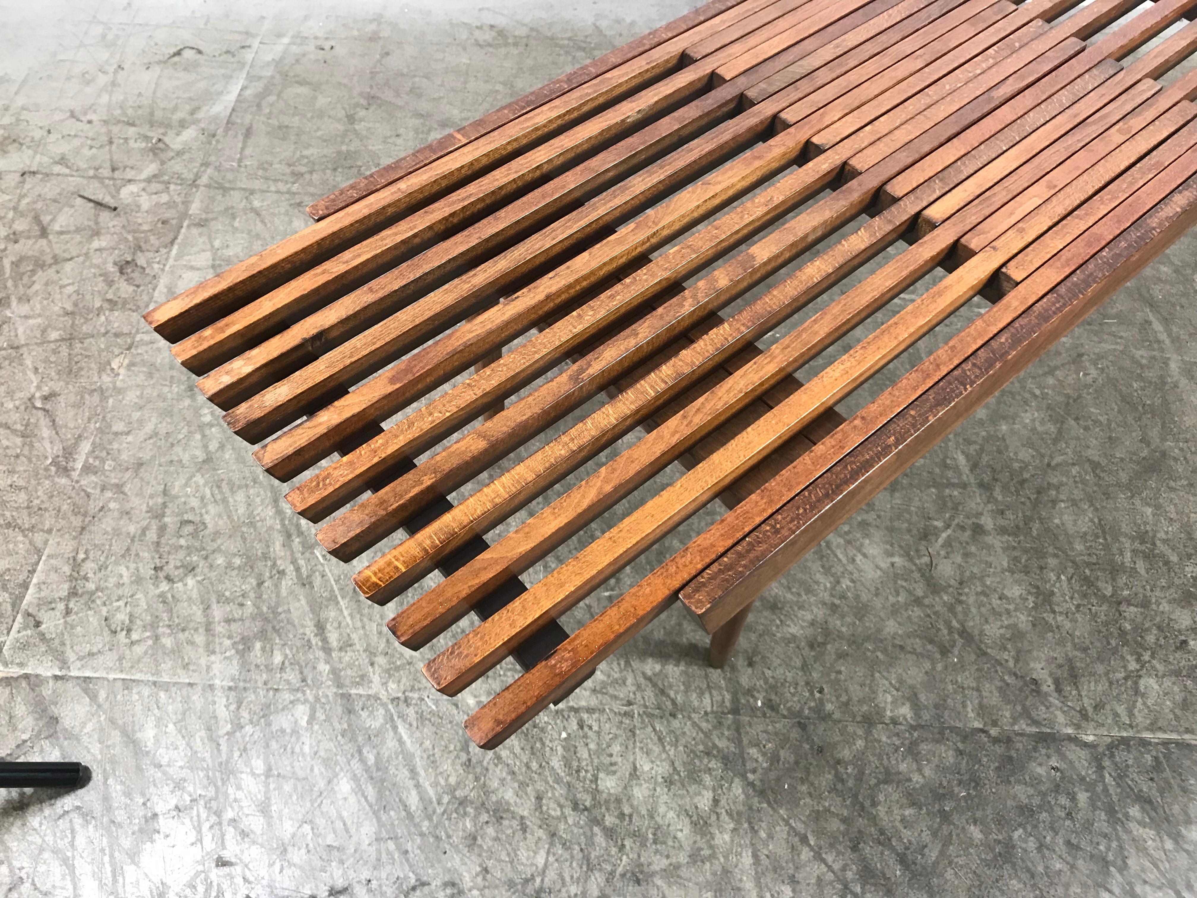 Classic Mid-Century Modern Walnut Expandable Slat Bench or Table 5