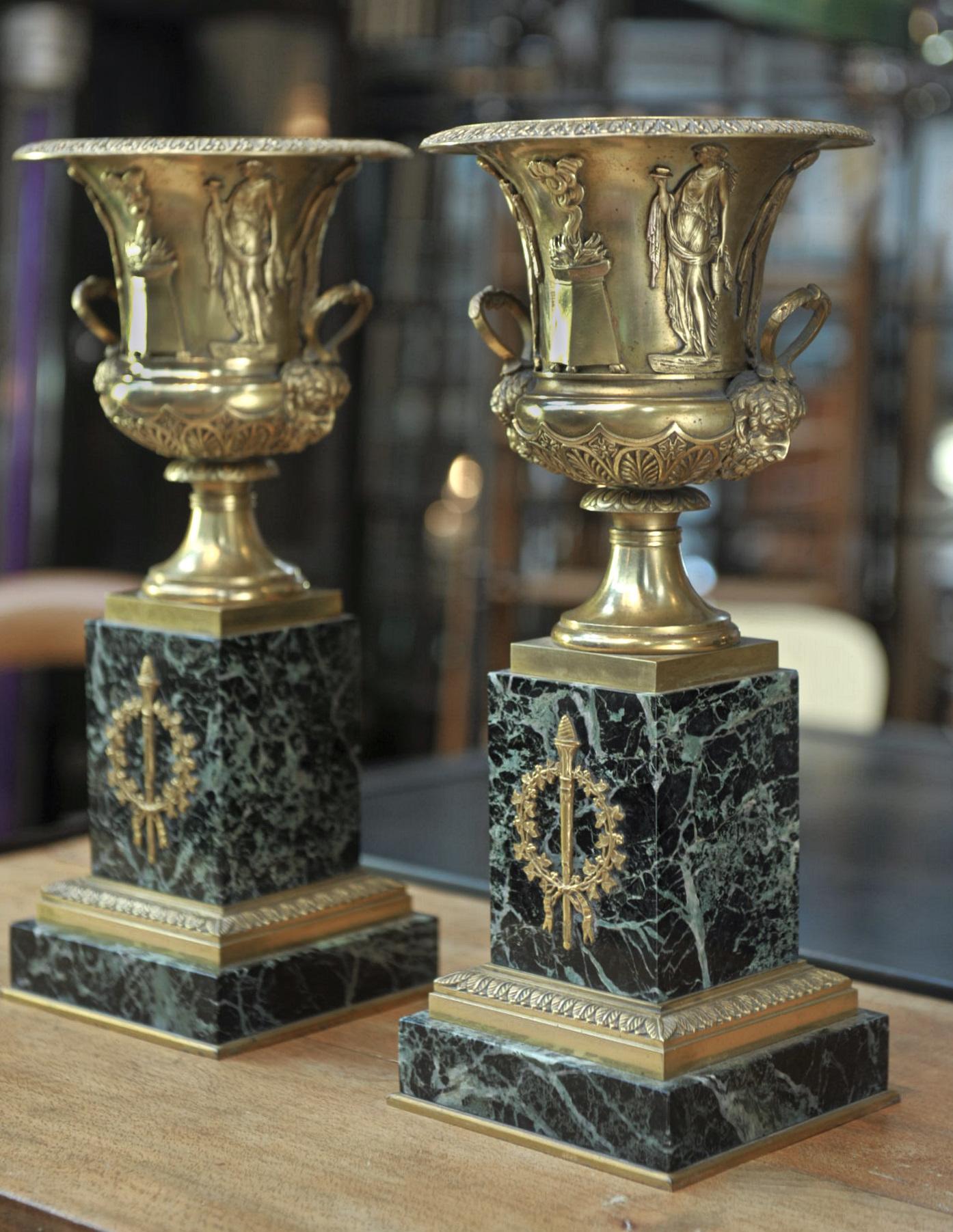 Pair of French Empire Bronze and Marble, circa 1810 5