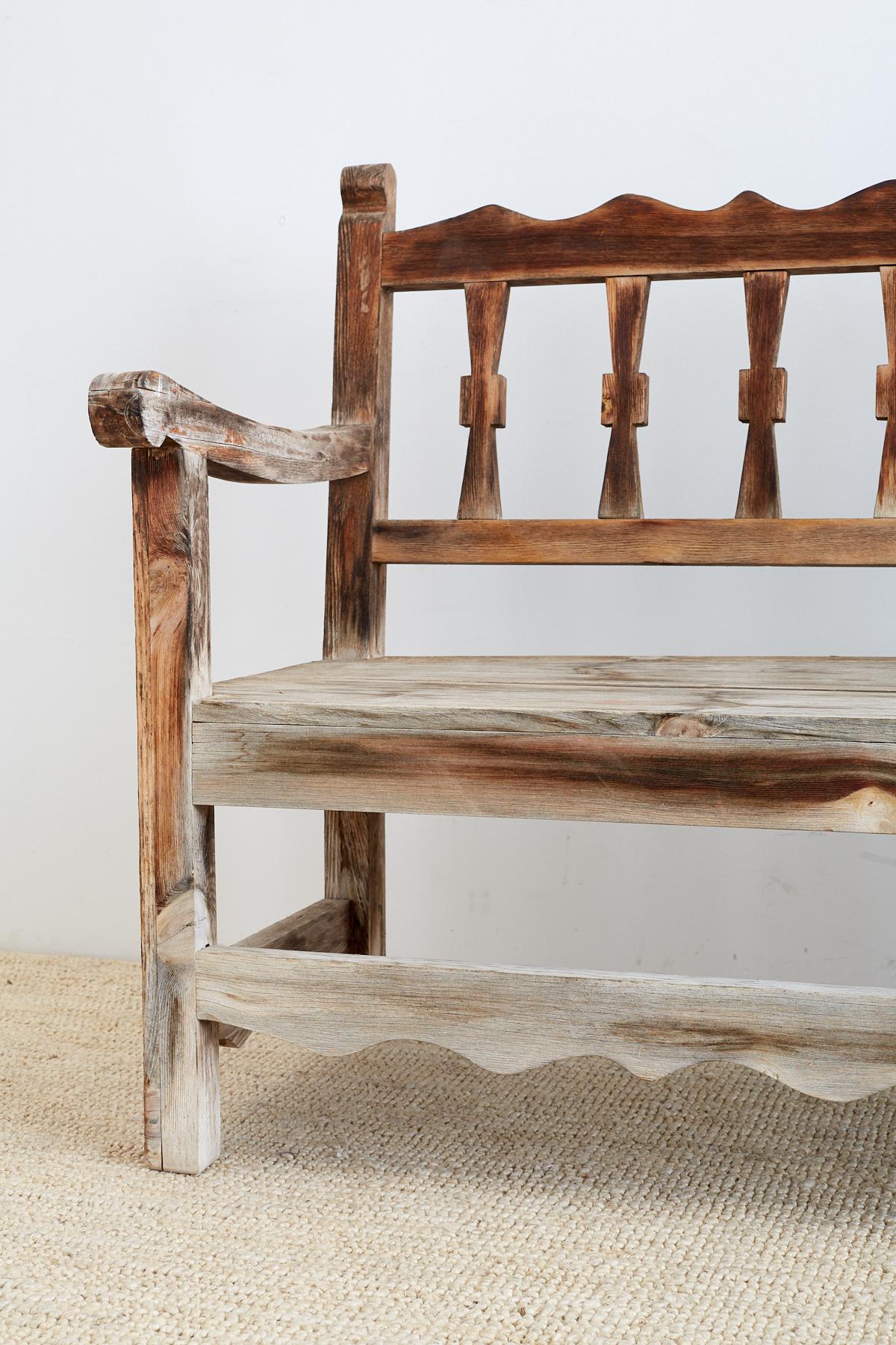 Rustic California Rancho Monterey Style Pine Bench 4