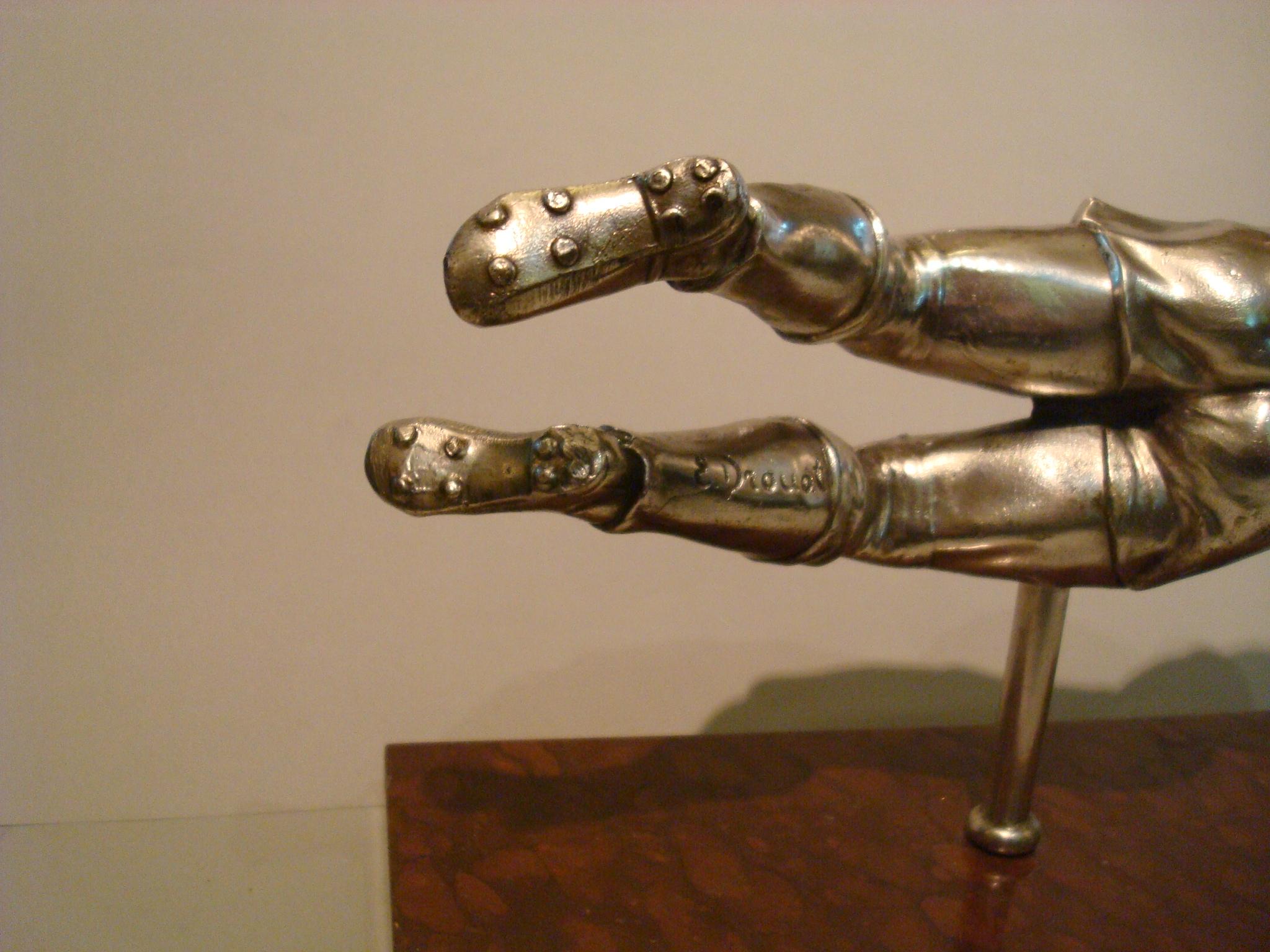 Metal Silvered Figure of a Football, Soccer Goalkeeper, France, circa 1940