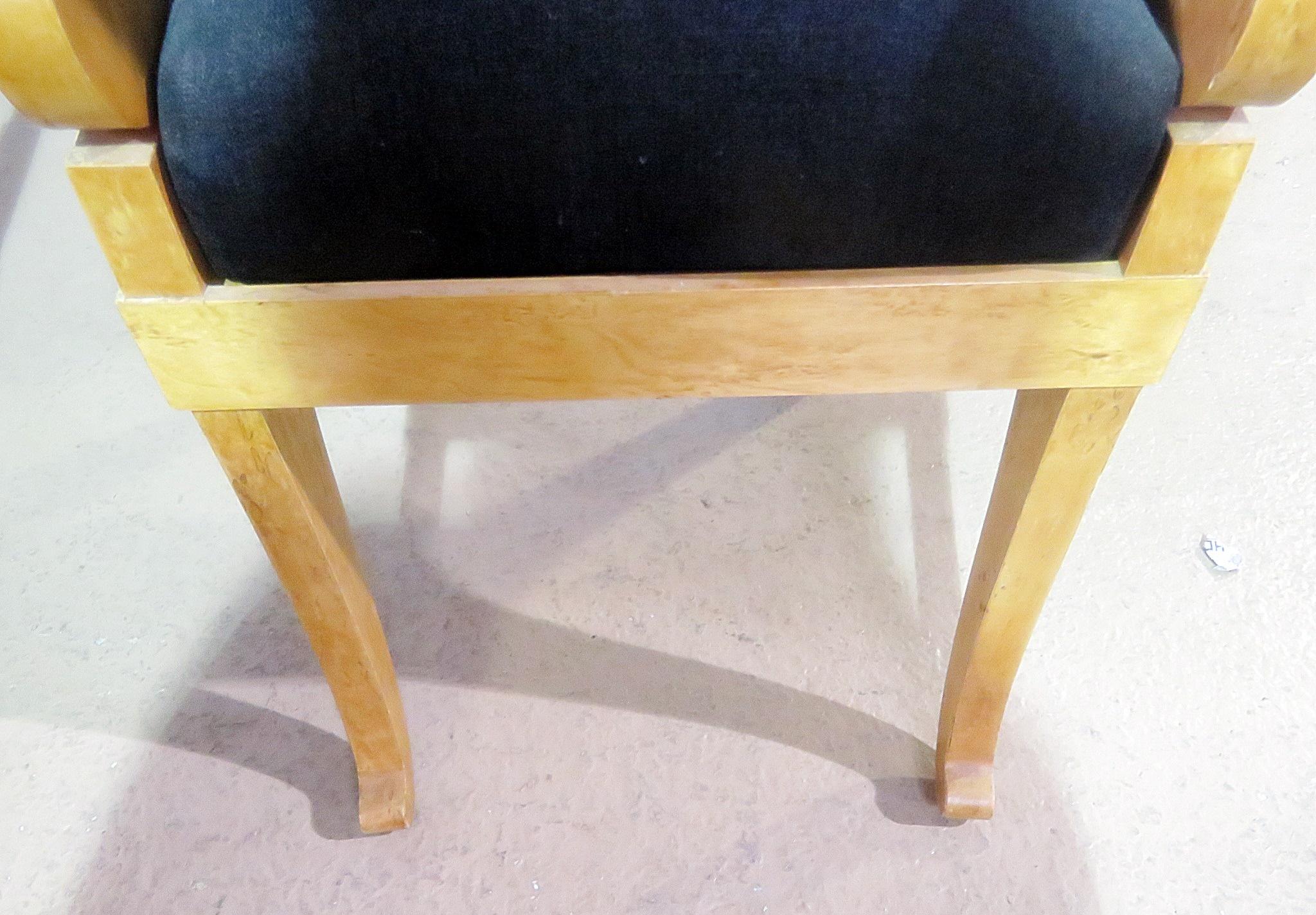Set of Four Antique Biedermeier Figured Birch Side Dining Chairs C1900 For Sale 5