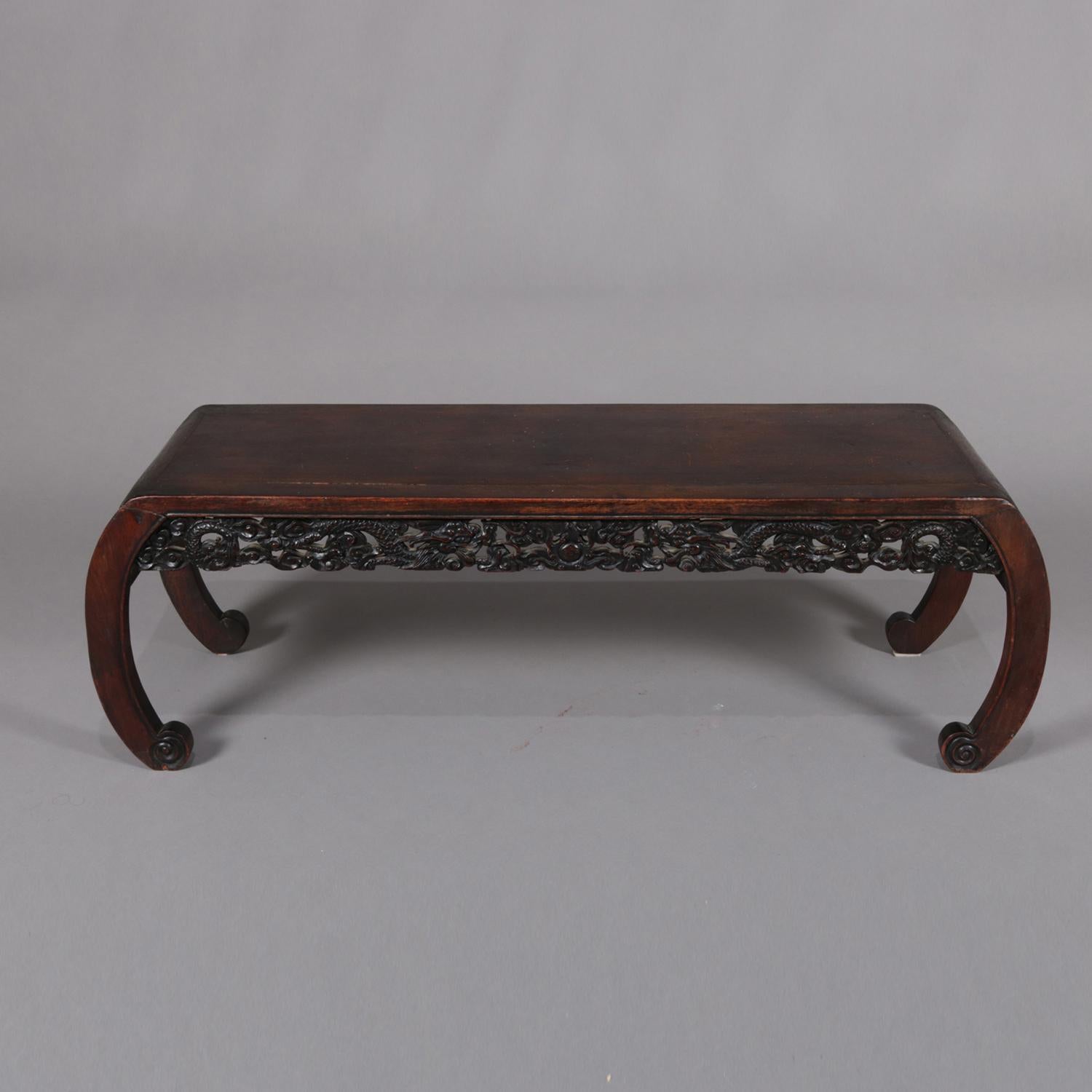 Antique Chinese Figural Carved Hardwood Low Table, 20th Century 6